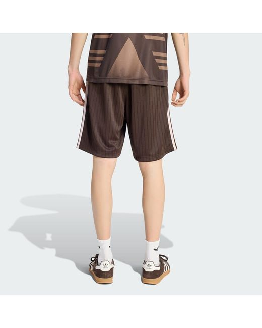 Adidas Brown Firebird Engineered Stripes Shorts for men