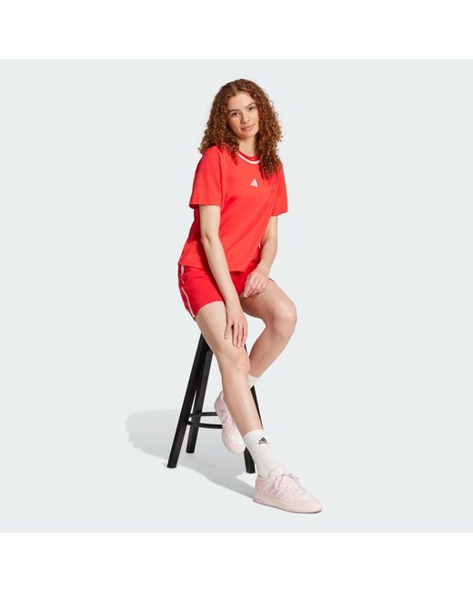Adidas Red Essentials Color Pop Cotton Tee