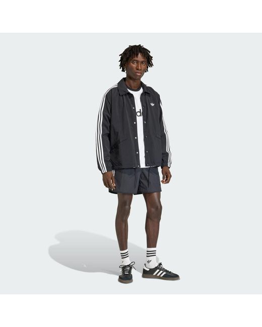 Adidas Black 3-Stripes Coach Jacket for men
