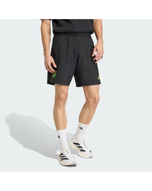 Adidas Blue Jamaica X Bob Marley Tiro Travel Shorts for men