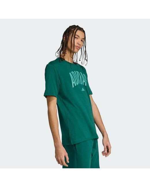 Adidas Green Collegiate Lineage Graphic Tee for men