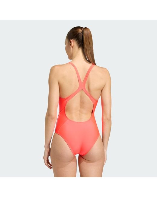Adidas Red 3-Stripes C-Back Swimsuit
