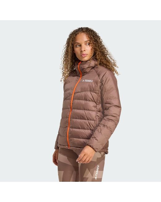Adidas Brown Terrex Xperior Climawarm+ Down Hooded Jacket