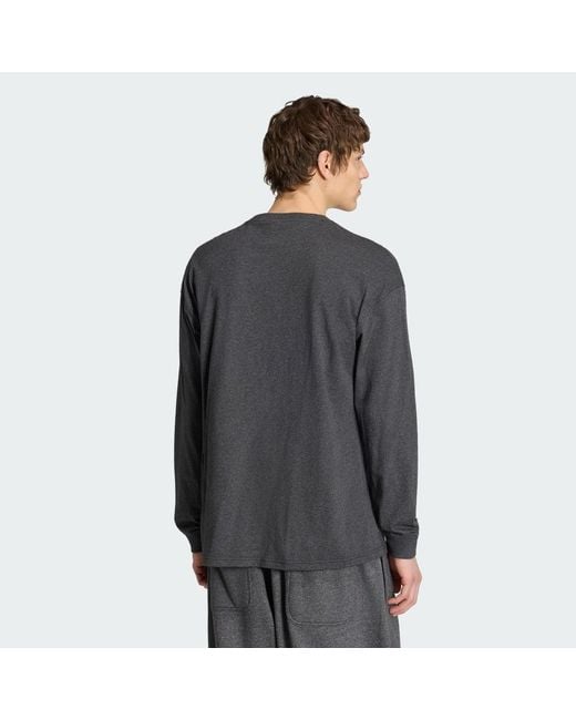 Adidas Gray Trefoil Essentials Melange Long Sleeve Long-Sleeve Top for men