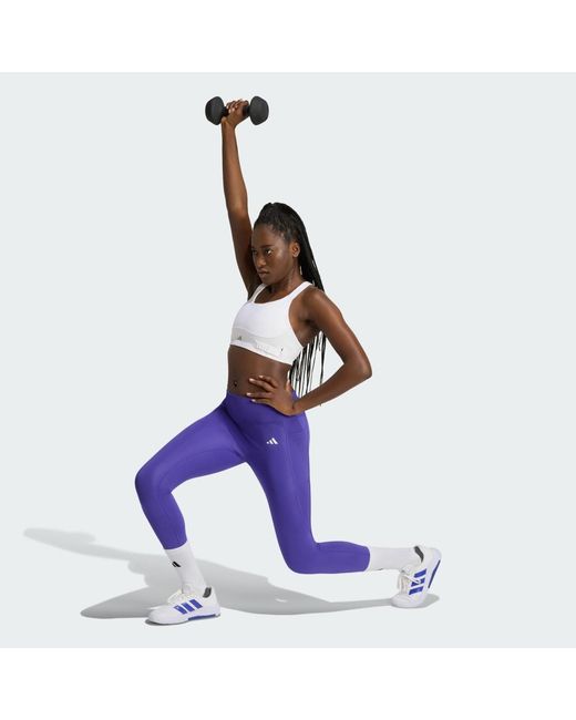 Adidas Purple Optimé Essentials No Front Rise Seam 7/8 Leggings