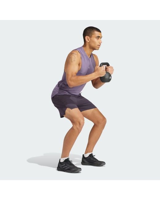 Canotta da allenamento Designed for Training Workout HEAT.RDY di Adidas Originals in Purple da Uomo