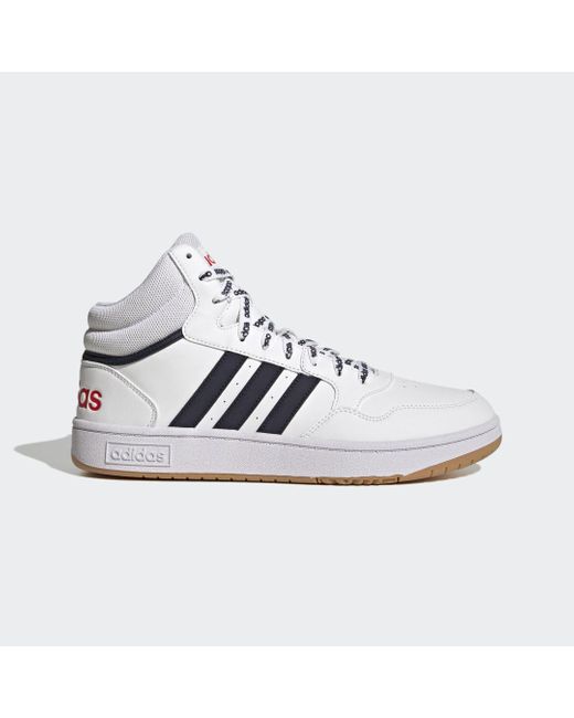 Adidas White Hoops 3.0 Mid Lifestyle Basketball Classic Vintage Shoes for men