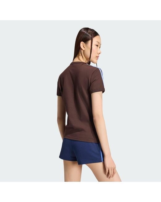 Adidas Blue 3 Stripes Slim T-Shirt