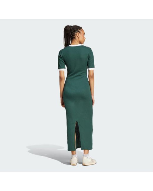 Adidas Originals Green Adicolor 3-Stripes Knit V-Neck Dress