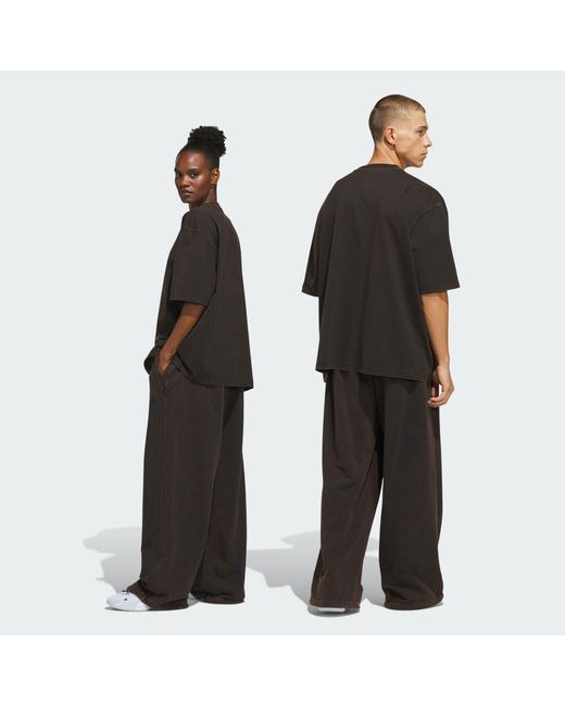 Adidas Black Basketball Washed Fleece Wide Leg Joggers