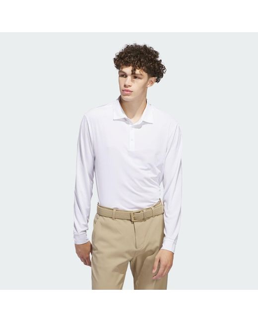 Adidas White Long Sleeve Polo Shirt for men