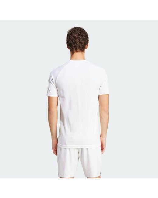 Adidas White Tennis Pro Seamless Aeroready Freelift T-Shirt for men