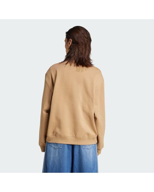 Sudadera Essentials Linear Quarter-Zip Oversized Adidas de color Blue