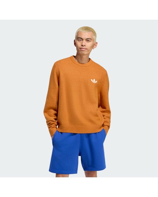 Adidas Trefoil Essentials Knit Strickpullover in Orange für Herren