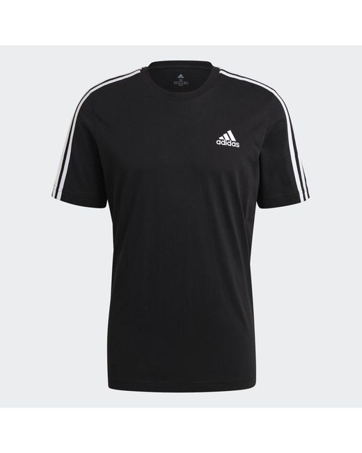 Adidas Black Essentials 3 Stripes T-Shirt for men