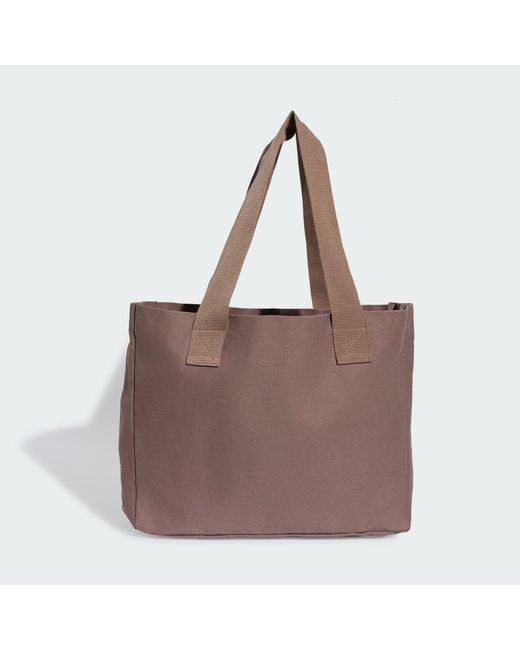 Adidas Brown Three Stripes Studio Canvas Tote Bag