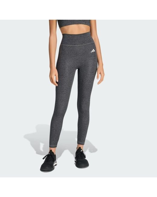 Adidas Blue Optime Essentials Workout Heather 7/8 Leggings