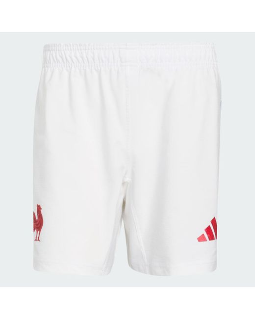 Adidas White France Rugby Replica Playing Short for men
