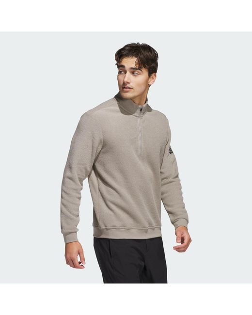 Adidas Gray Ultimate365 Terry Cloth Quarter-Zip Pullover for men
