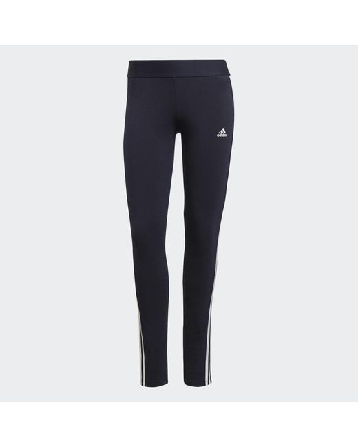 Adidas Blue Essentials 3 Stripe Leggings