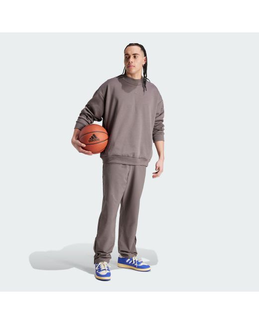 Adidas Brown Basketball Crew Sweatshirt