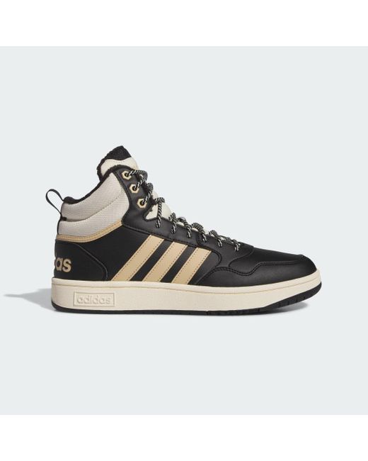 Adidas Black Hoops 3.0 Mid Lifestyle Basketball Classic Fur Lining Winterized Shoes for men