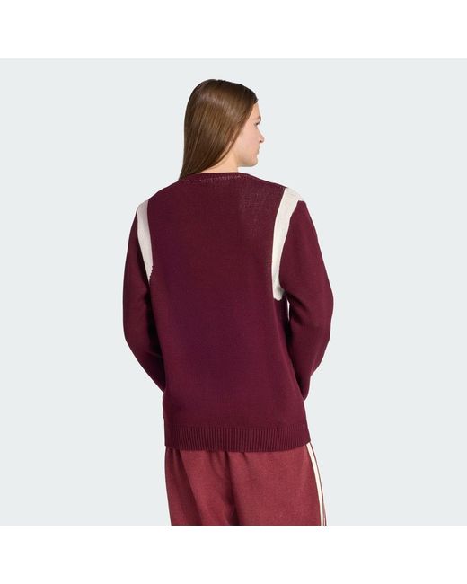 Adidas Red Regular Knitted Jumper for men