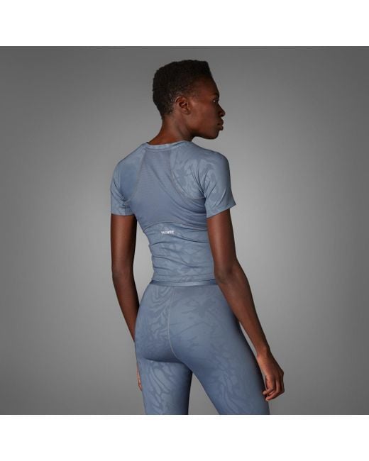 Adidas Blue Techfit Printed T-Shirt