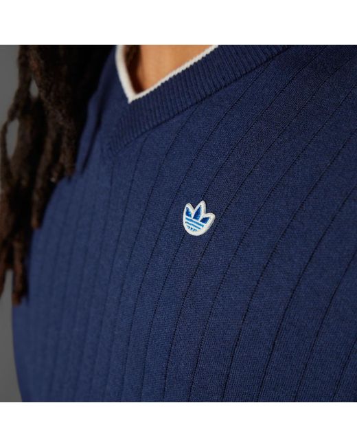 Adidas Blue Originals Cashmere Knit Sweatshirt for men