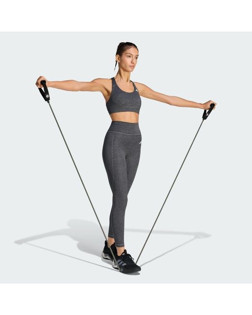 Adidas Blue Optime Essentials Workout Heather 7/8 Leggings