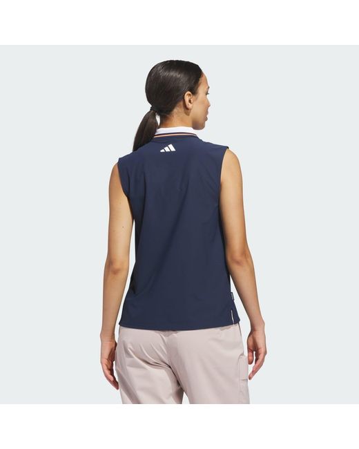 Adidas Blue Beyond The Course Twistknit Sleeveless Polo Shirt