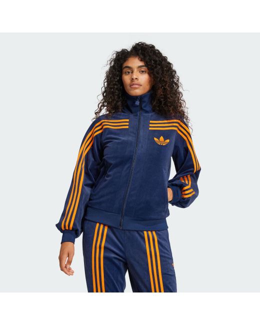 adidas 70S Velour Track Top in Blue | Lyst UK