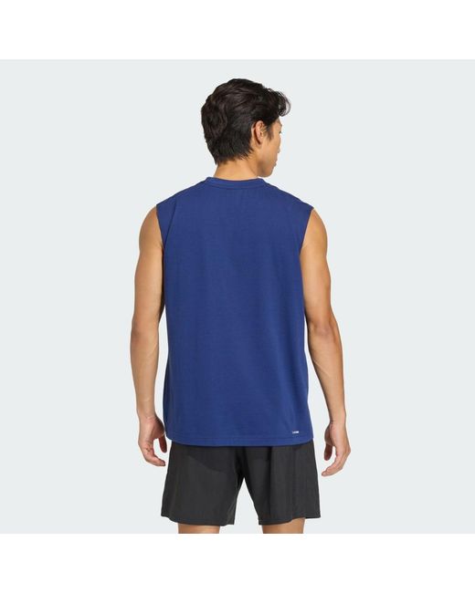 Adidas Blue Workout Essentials Feelready Sleeveless T-Shirt for men