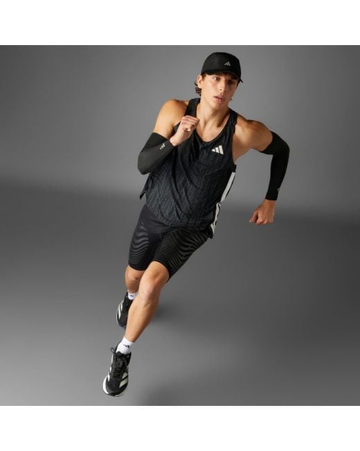 Adidas Black Adizero Running Tank Top for men