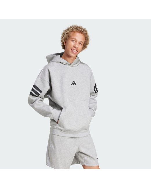 Adidas Gray Future Icons 3-Stripes Hoodie for men