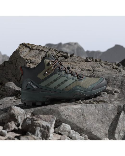 Adidas Green Terrex Skychaser Mid Gore-Tex Hiking Shoes for men