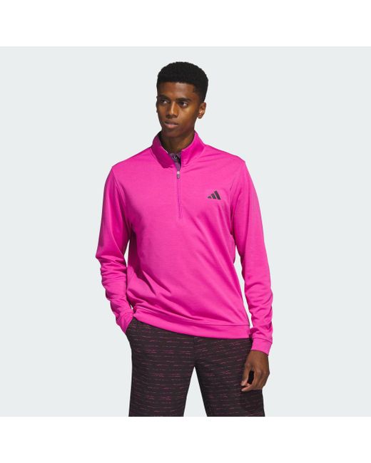Adidas Pink Elevated 1/4-Zip Sweatshirt for men