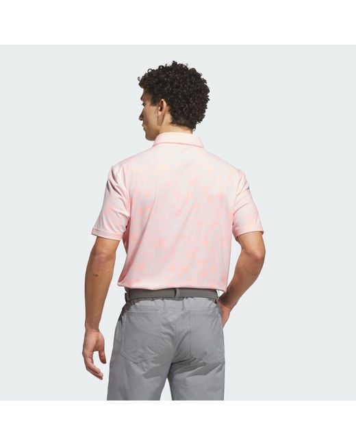 Adidas Red Ultimate365+ Climacool Butterspun Mighty Blossom Print Polo Shirt for men