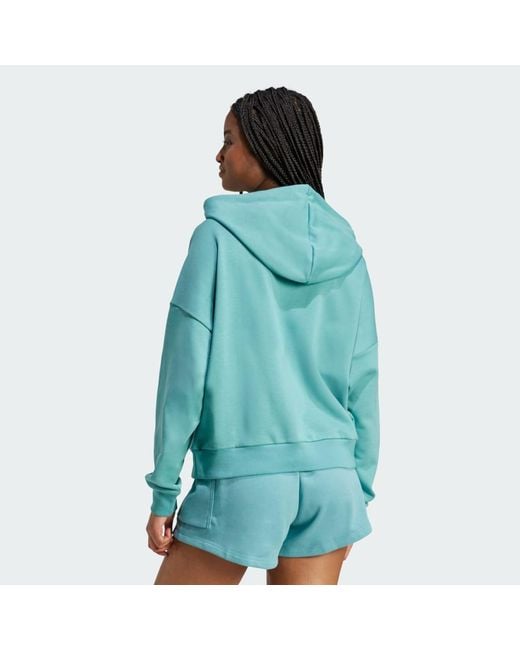 Adidas Blue Essentials Big Logo French Terry Loose Hoodie