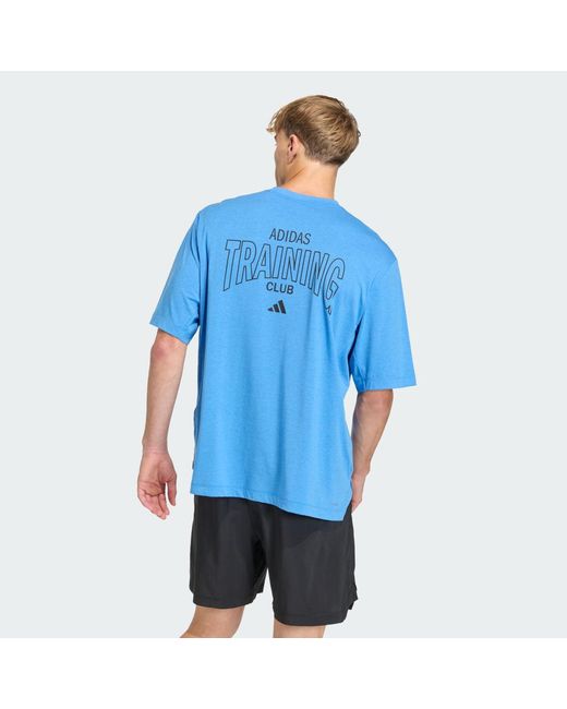 Adidas Blue D4T Primelift Essentials Workout Graphics T-Shirt for men
