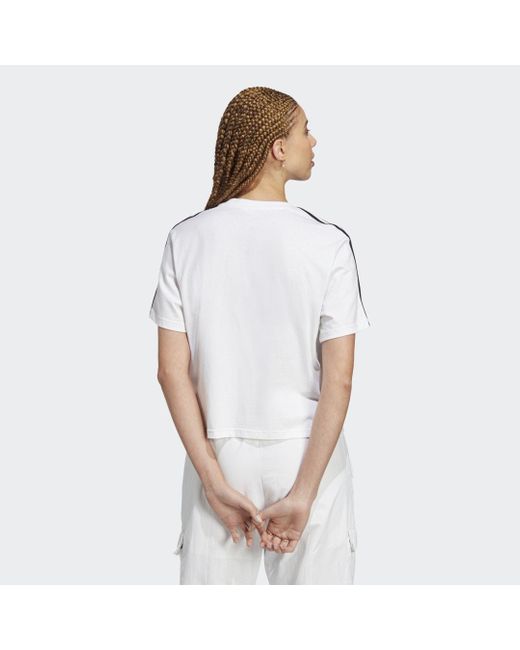 Adidas White Essentials 3-stripes Single Jersey Crop Top