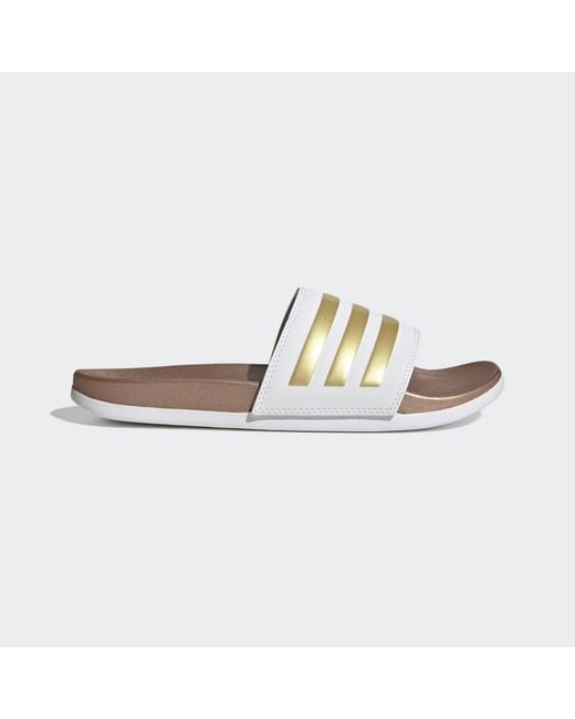 Adidas White Adilette Comfort Slides