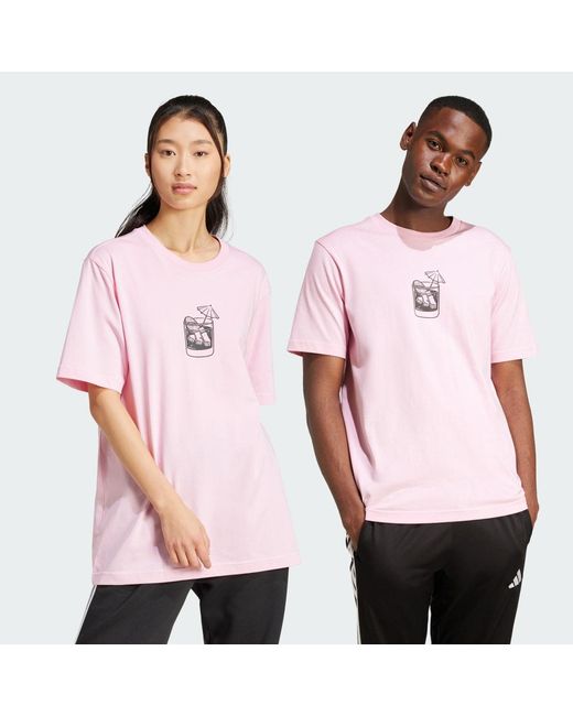 Adidas Pink Lounge Drink Graphic Tee for men