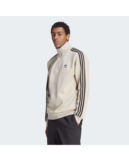 Adidas Natural Adicolor Classics 3-stripes Half-zip Sweatshirt for men