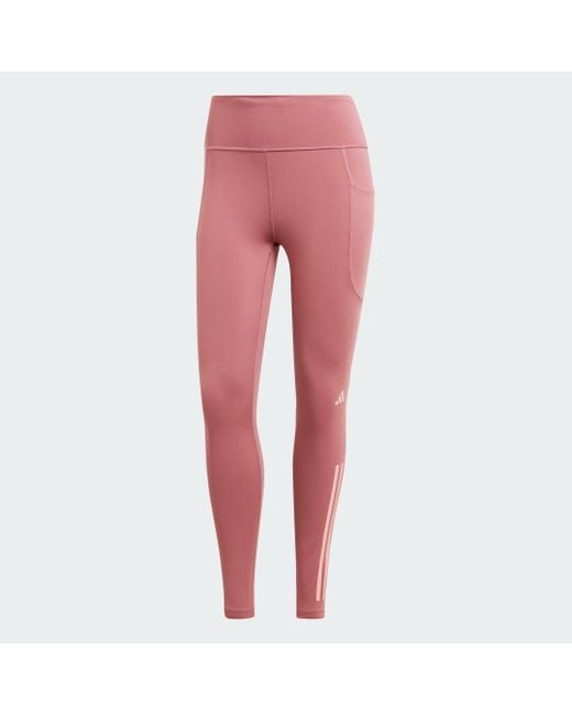 Adidas Red Dailyrun 3-Stripes 7/8 Leggings
