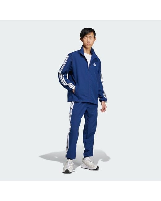 Adidas Blue 3-Stripes Woven Tracksuits for men