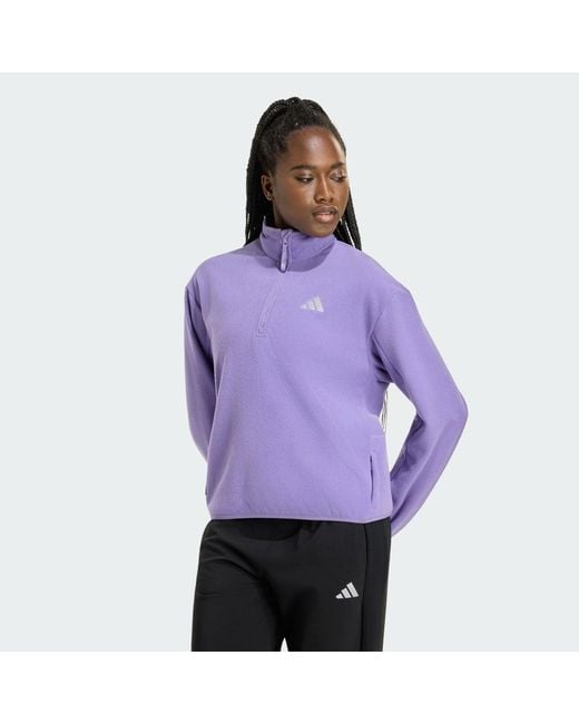 Adidas Purple Adi365 Running Essentials Winterized Fleece Half-Zip
