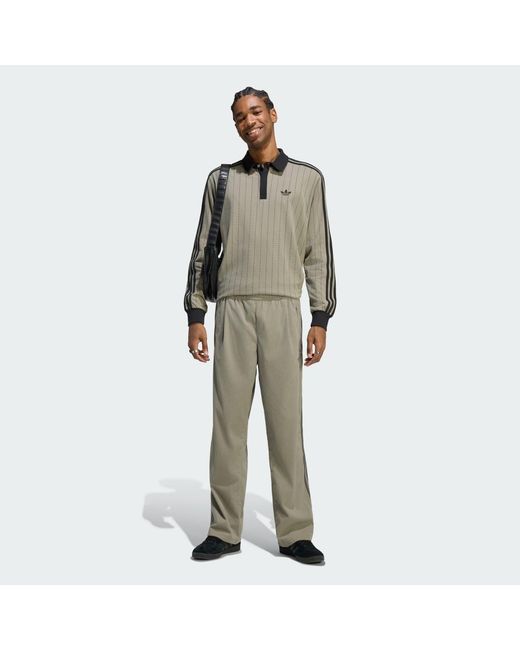 Adidas Green Pinstripes Longsleeve Polo Shirt for men