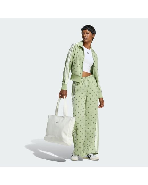 Adidas Green Satin Polka Dots Wide Leg Pant