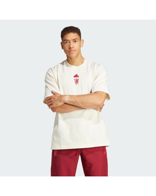 Adidas White Manchester United Lfstlr Oversized T-shirt for men